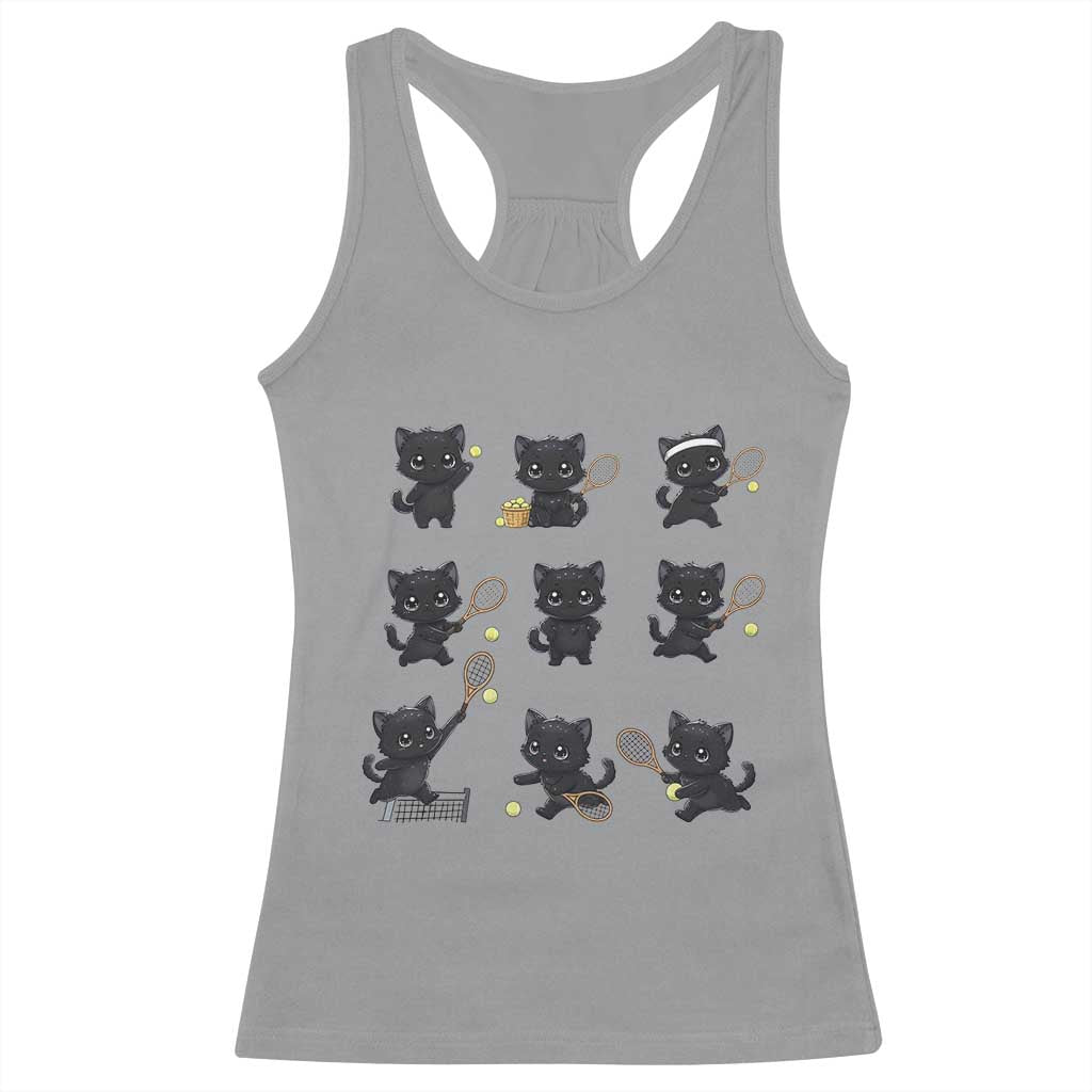 Funny Tennis Game Day Cat Racerback Tank Top Tennis Player Gift - Wonder Print Shop