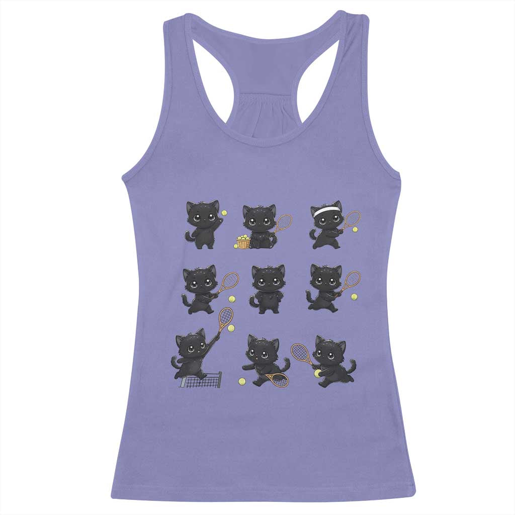 Funny Tennis Game Day Cat Racerback Tank Top Tennis Player Gift - Wonder Print Shop