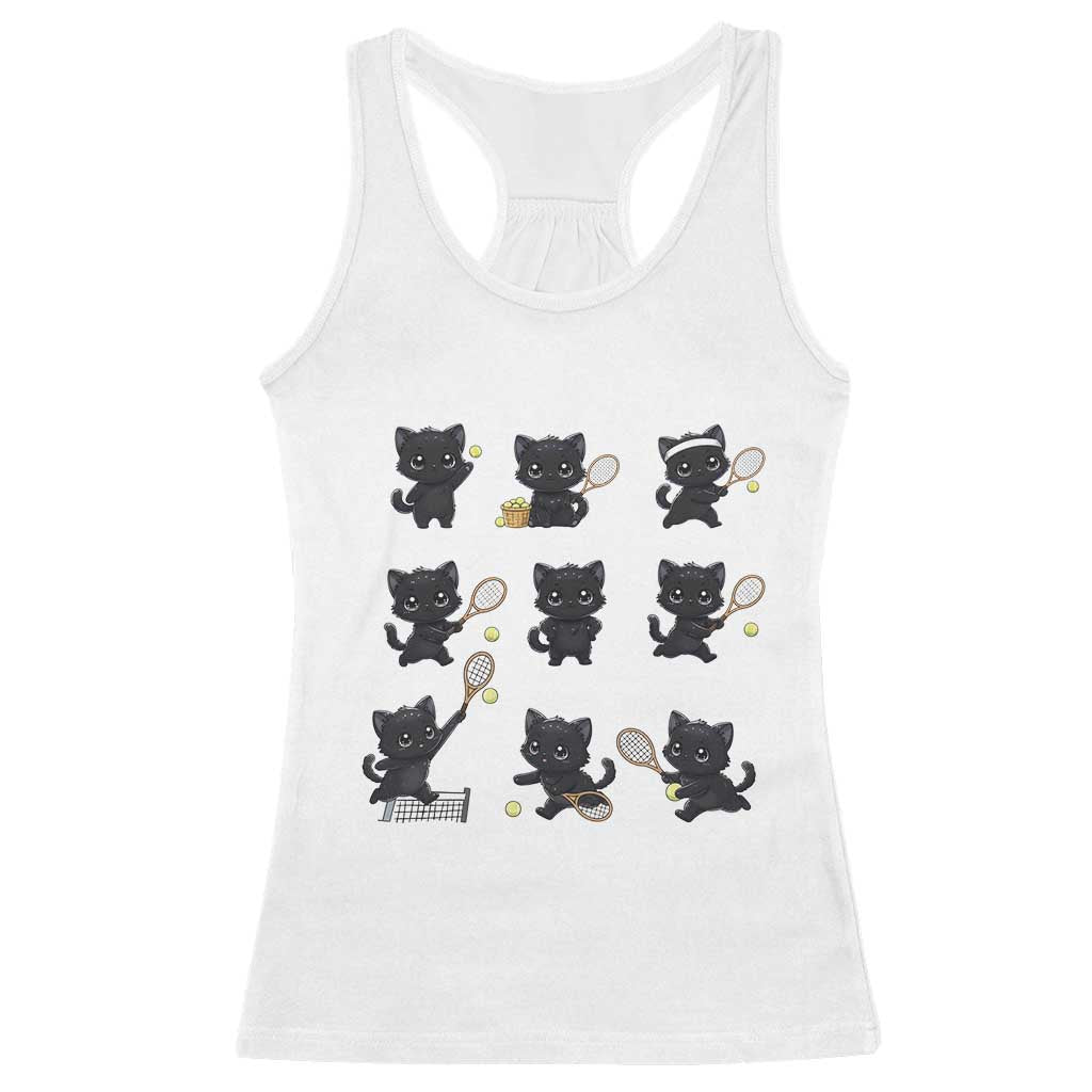 Funny Tennis Game Day Cat Racerback Tank Top Tennis Player Gift - Wonder Print Shop