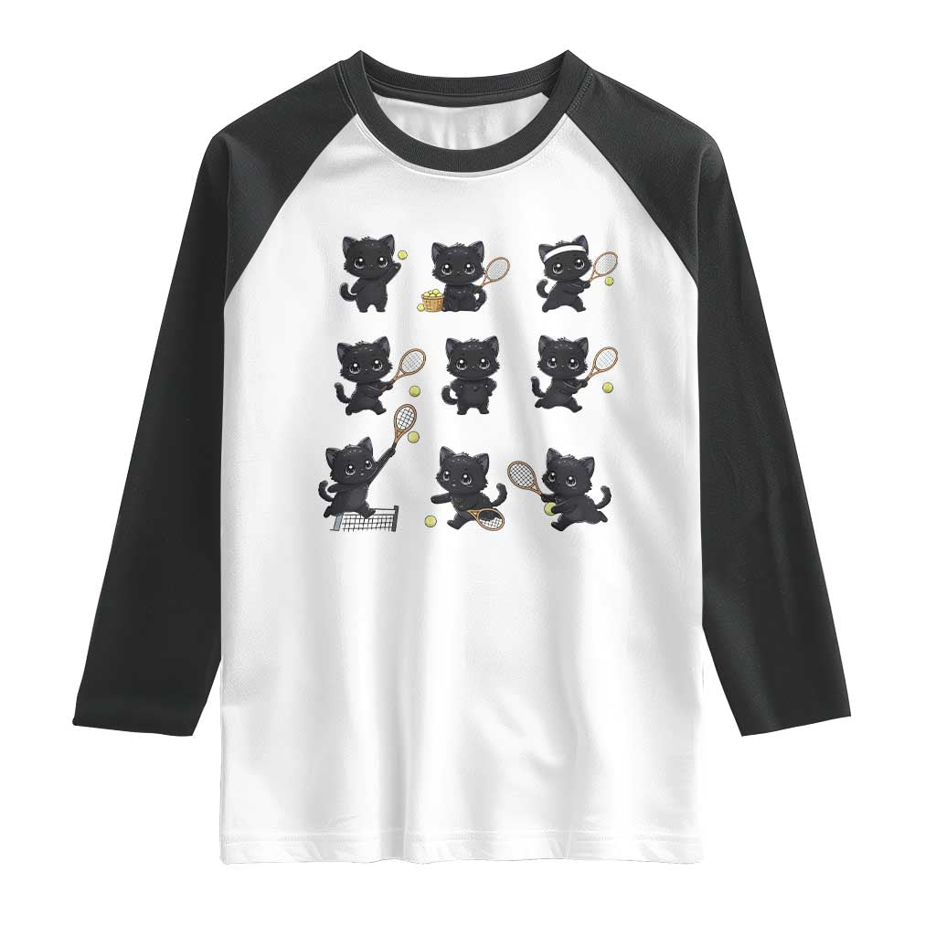 Funny Tennis Game Day Cat Raglan Shirt Tennis Player Gift - Wonder Print Shop