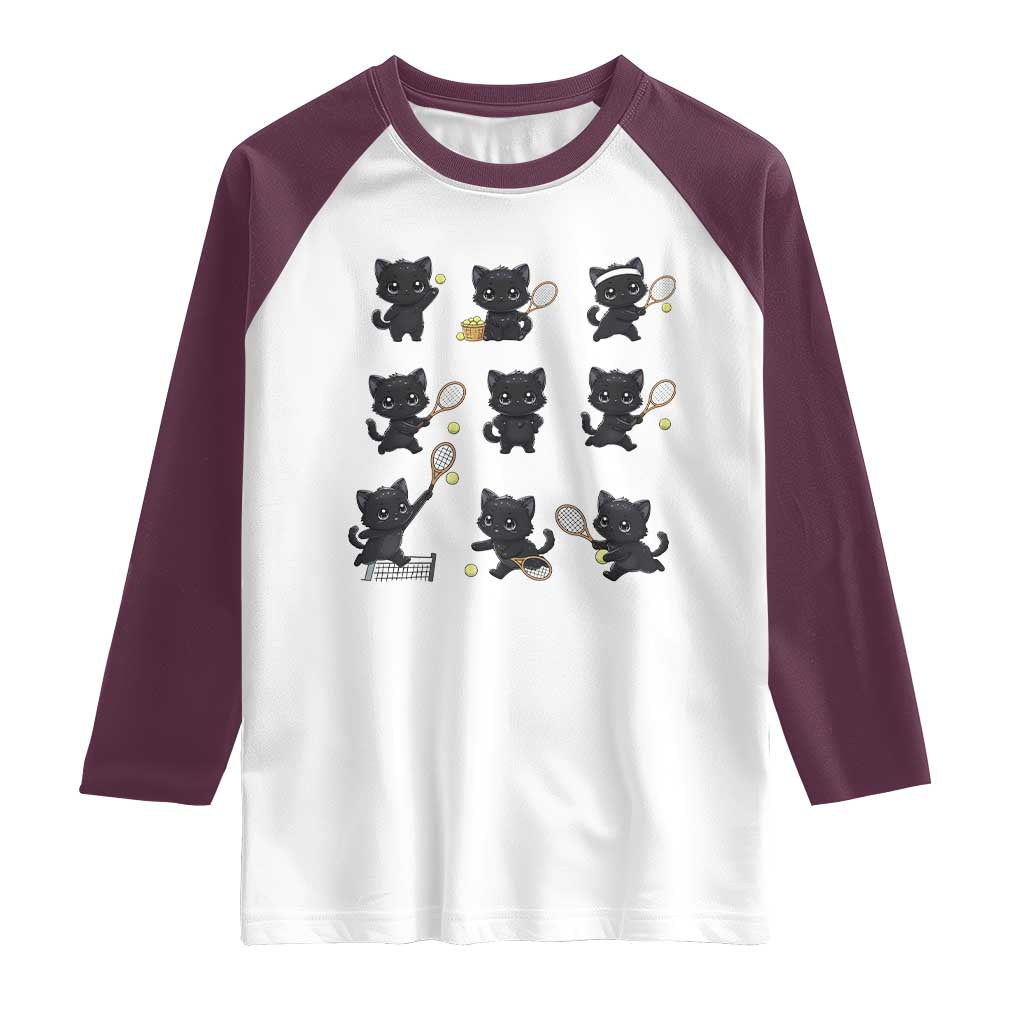 Funny Tennis Game Day Cat Raglan Shirt Tennis Player Gift - Wonder Print Shop