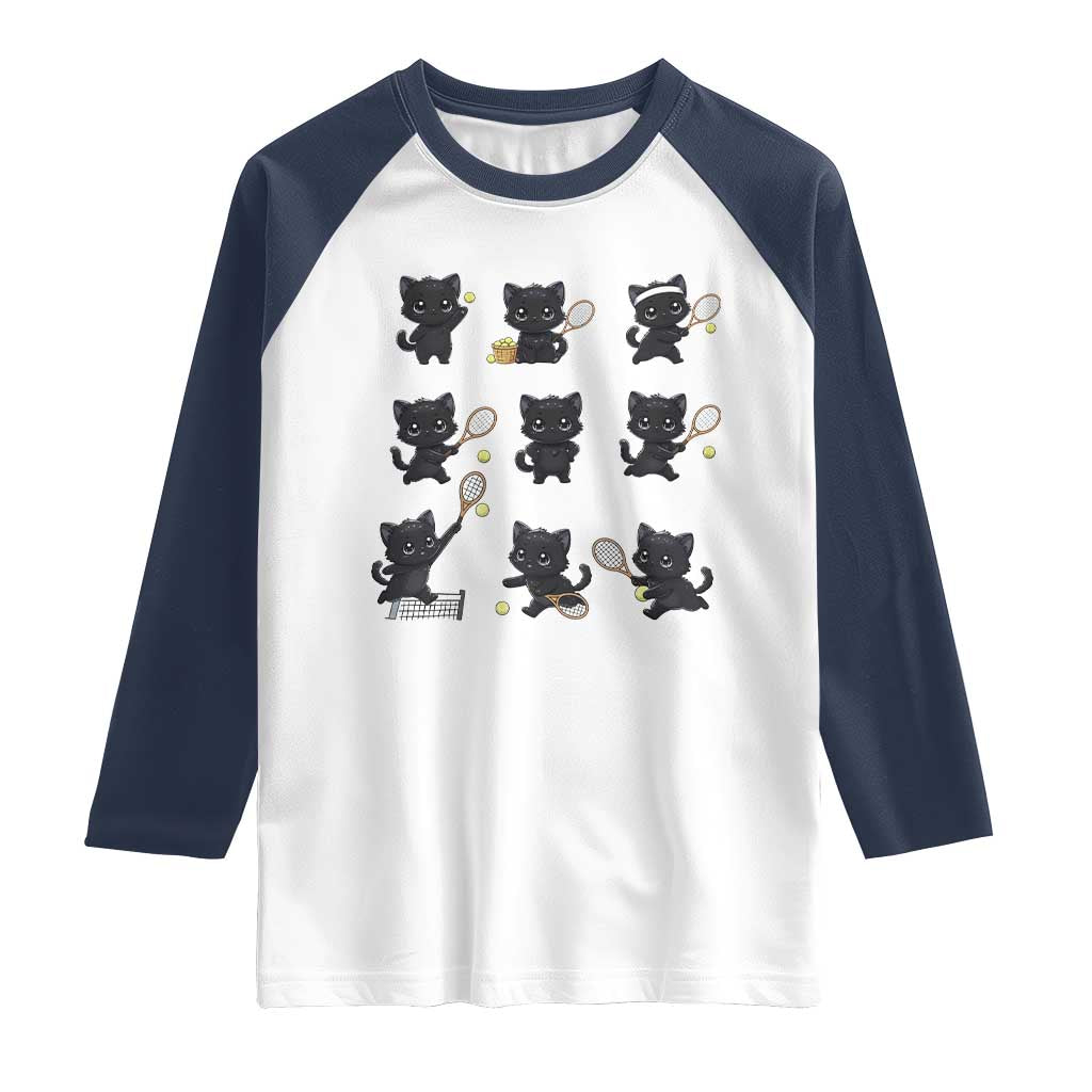 Funny Tennis Game Day Cat Raglan Shirt Tennis Player Gift - Wonder Print Shop