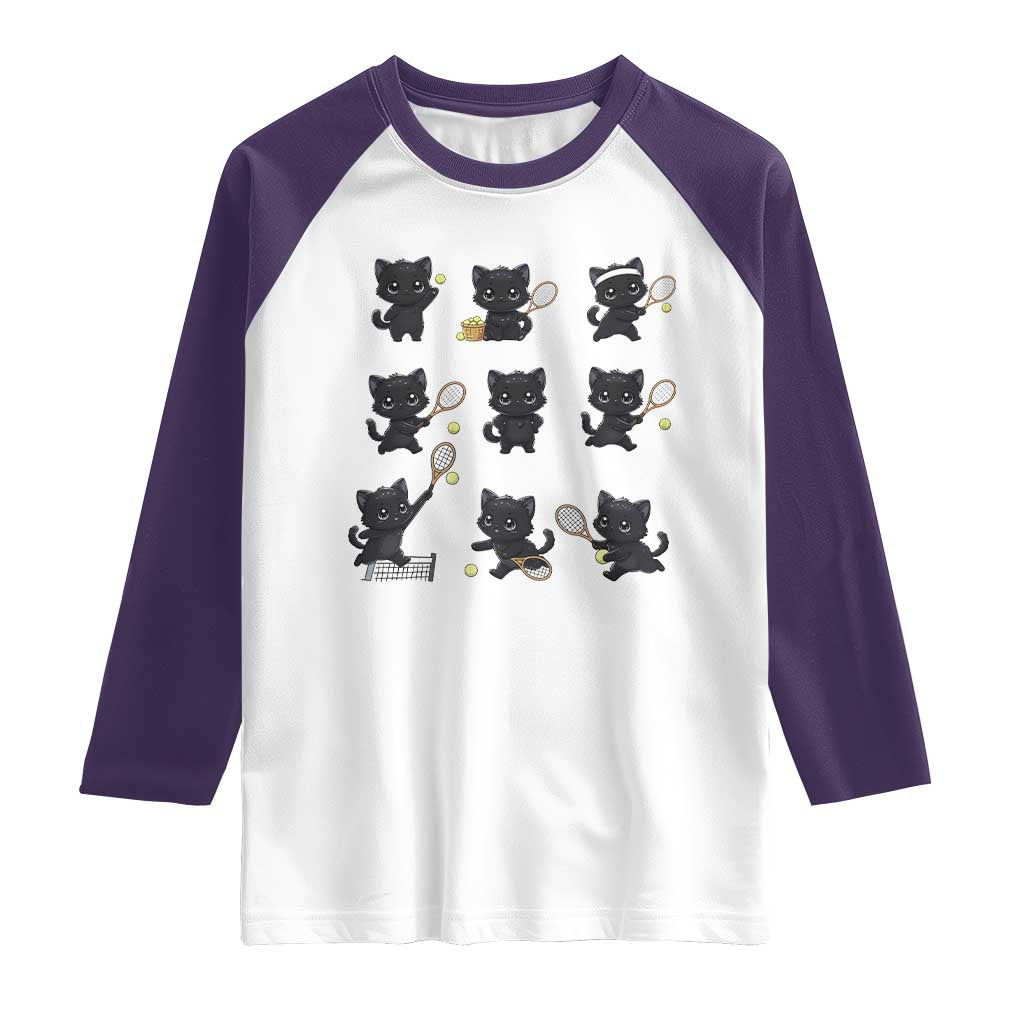 Funny Tennis Game Day Cat Raglan Shirt Tennis Player Gift - Wonder Print Shop