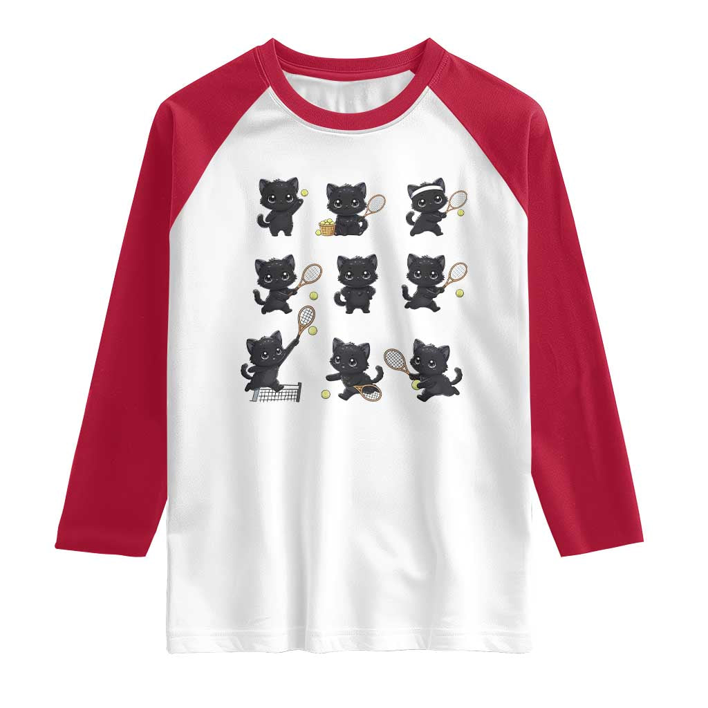 Funny Tennis Game Day Cat Raglan Shirt Tennis Player Gift - Wonder Print Shop