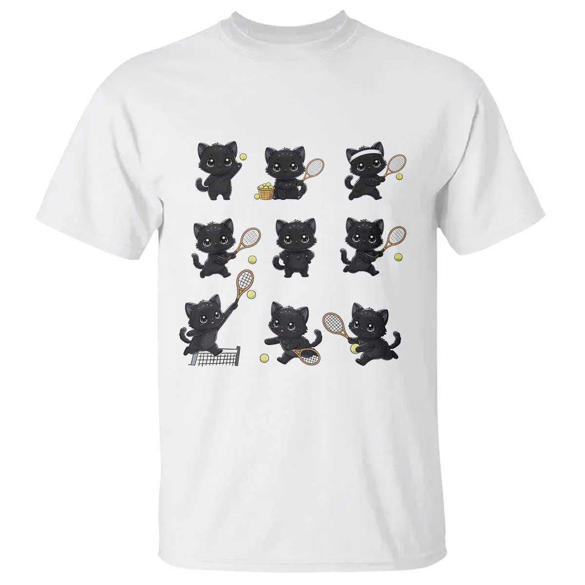 Funny Tennis Game Day Cat T Shirt Tennis Player Gift - Wonder Print Shop