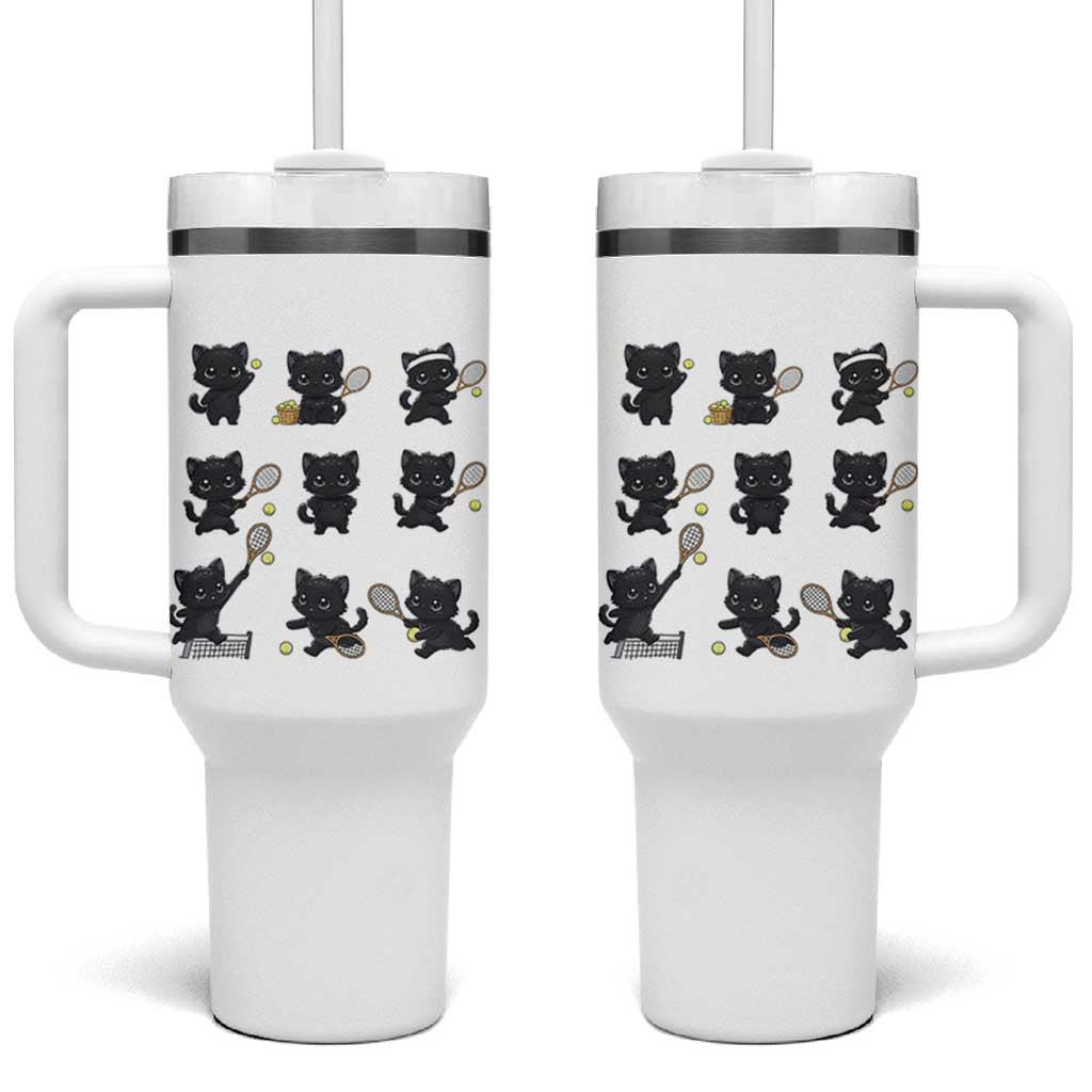 Funny Tennis Game Day Cat Tumbler With Handle Tennis Player Gift - Wonder Print Shop