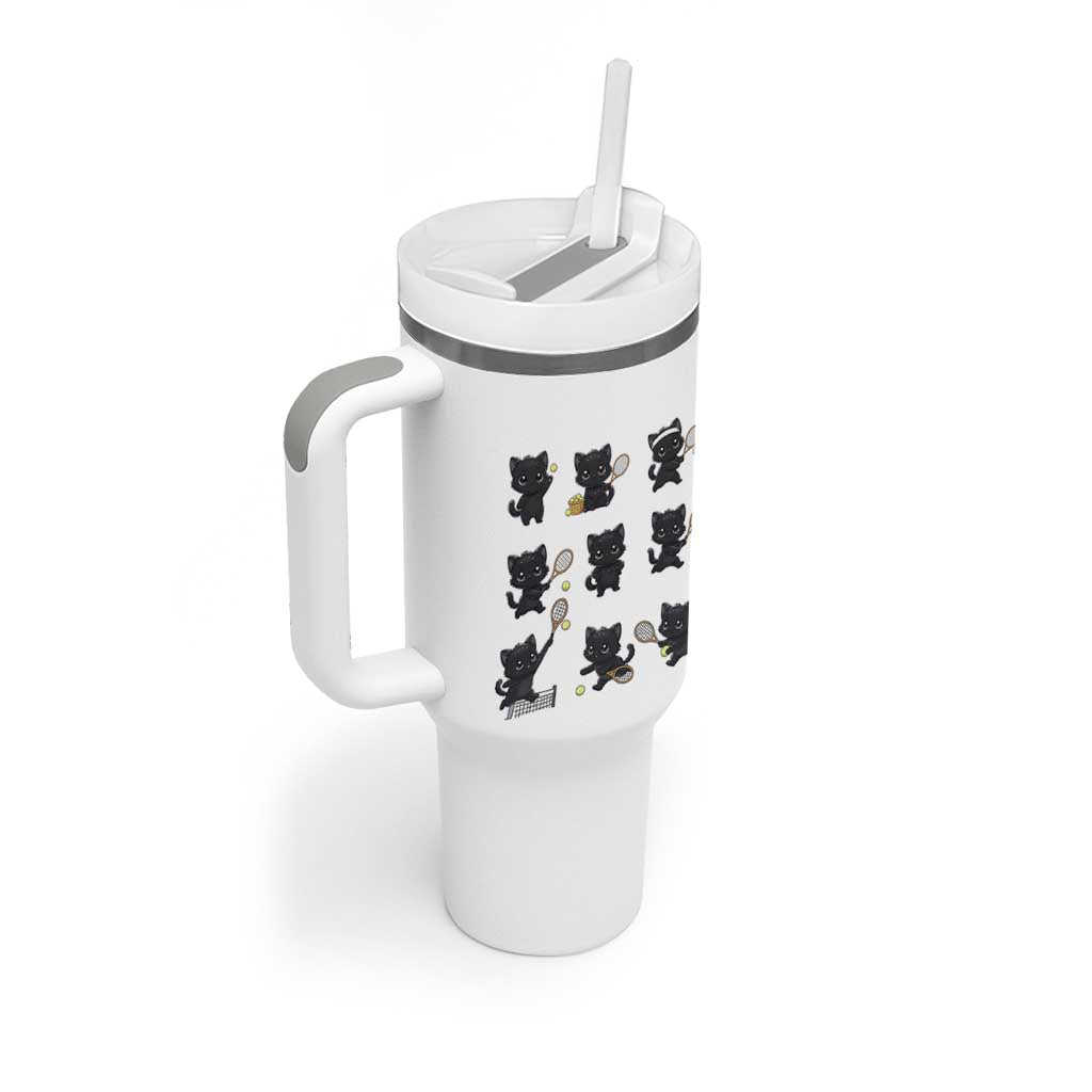 Funny Tennis Game Day Cat Tumbler With Handle Tennis Player Gift - Wonder Print Shop