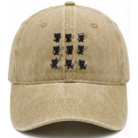 Funny Tennis Game Day Cat Washed Cotton Baseball Cap Tennis Player Gift