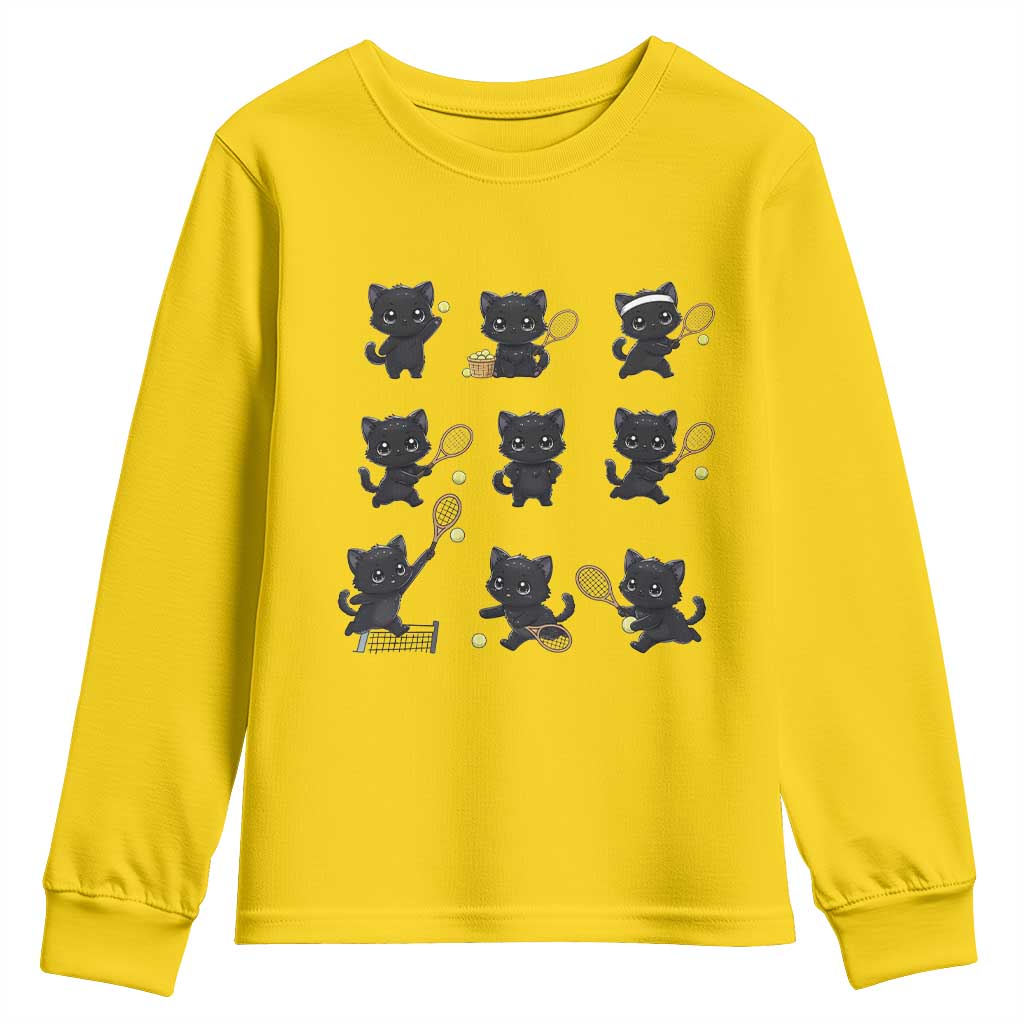 Funny Tennis Game Day Cat Youth Sweatshirt Tennis Player Gift - Wonder Print Shop
