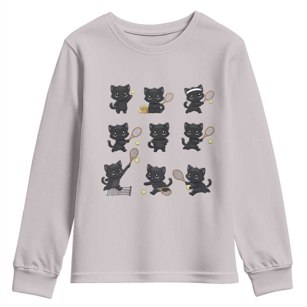 Funny Tennis Game Day Cat Youth Sweatshirt Tennis Player Gift - Wonder Print Shop