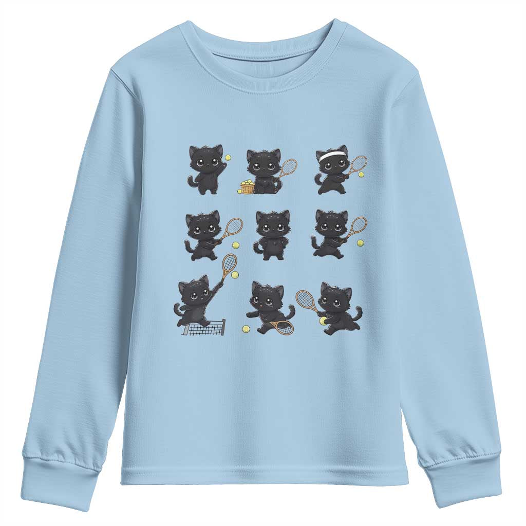 Funny Tennis Game Day Cat Youth Sweatshirt Tennis Player Gift - Wonder Print Shop