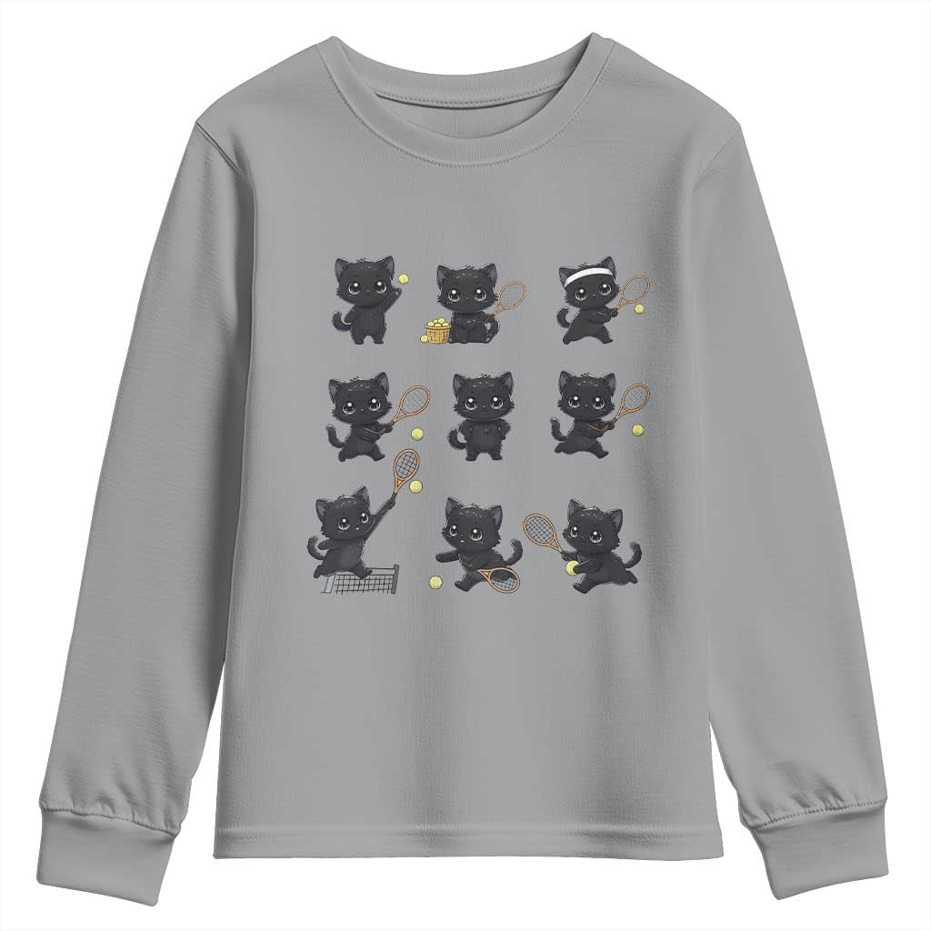 Funny Tennis Game Day Cat Youth Sweatshirt Tennis Player Gift - Wonder Print Shop