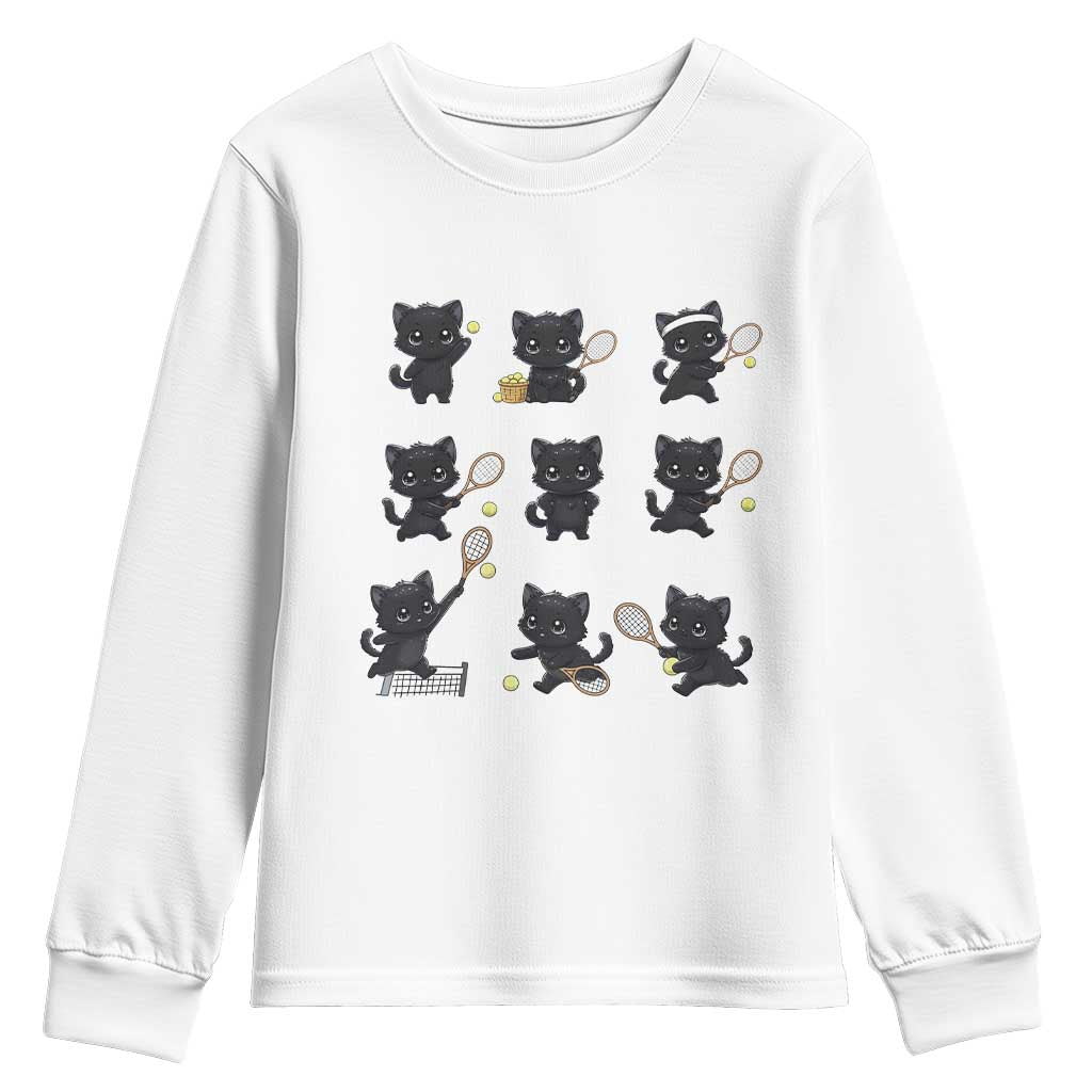 Funny Tennis Game Day Cat Youth Sweatshirt Tennis Player Gift - Wonder Print Shop
