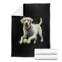 Cute Yellow Labrador Retriever With Tennis Ball Throw Blanket - Wonder Print Shop