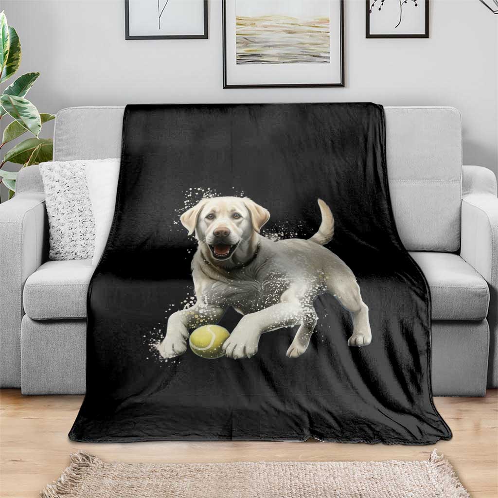Cute Yellow Labrador Retriever With Tennis Ball Throw Blanket - Wonder Print Shop