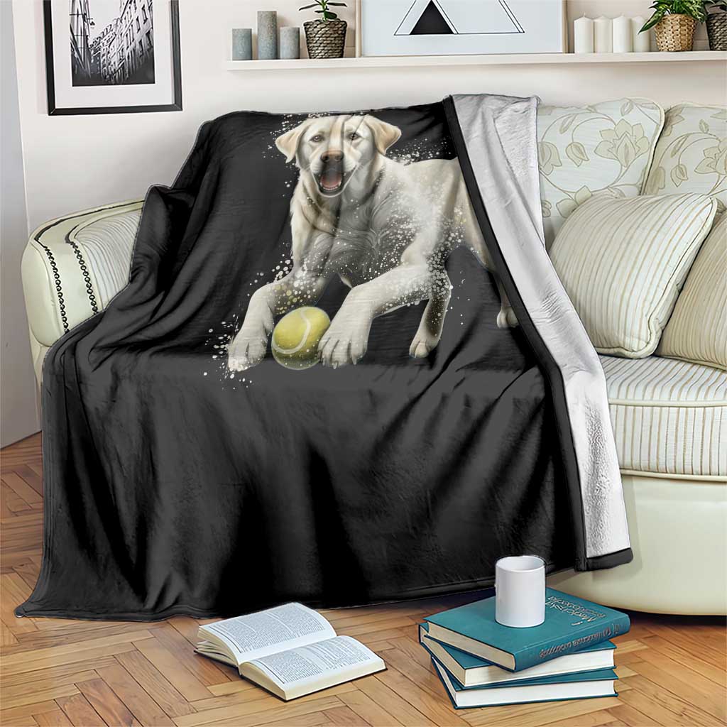 Cute Yellow Labrador Retriever With Tennis Ball Throw Blanket - Wonder Print Shop