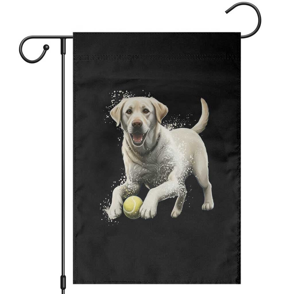 Cute Yellow Labrador Retriever With Tennis Ball Garden Flag - Wonder Print Shop