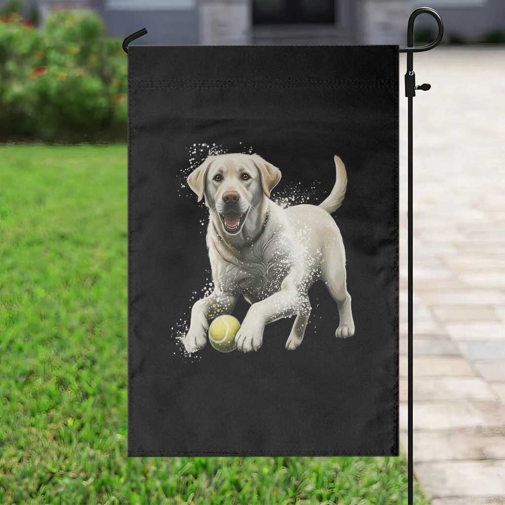 Cute Yellow Labrador Retriever With Tennis Ball Garden Flag - Wonder Print Shop