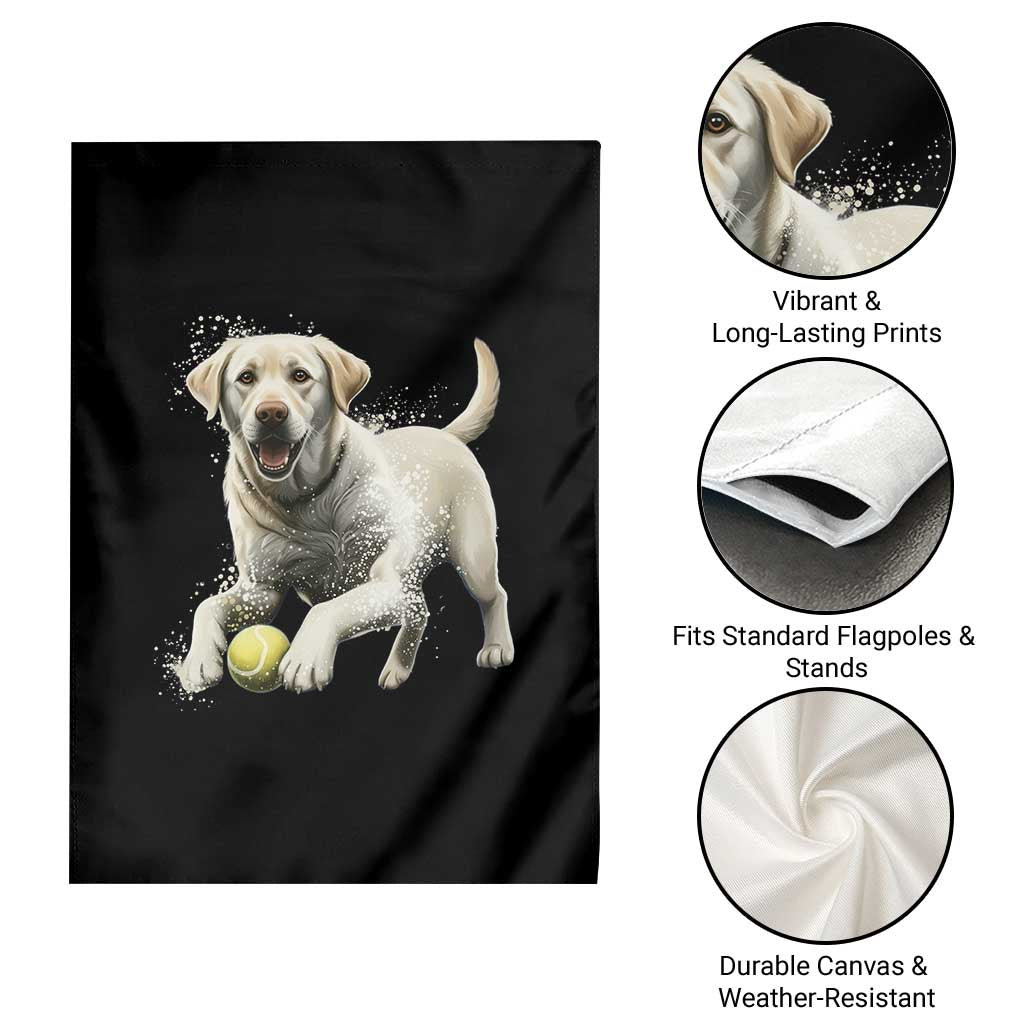 Cute Yellow Labrador Retriever With Tennis Ball Garden Flag - Wonder Print Shop