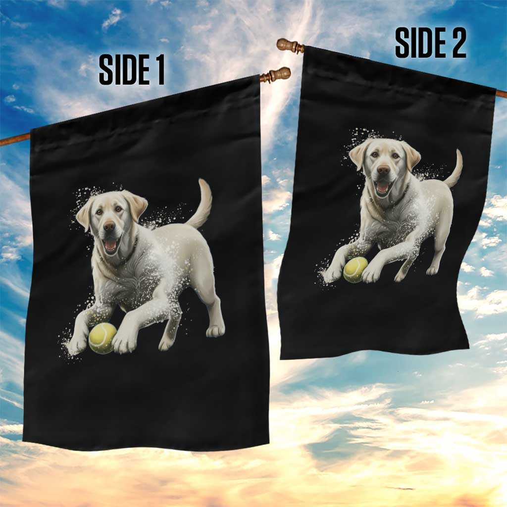Cute Yellow Labrador Retriever With Tennis Ball Garden Flag - Wonder Print Shop