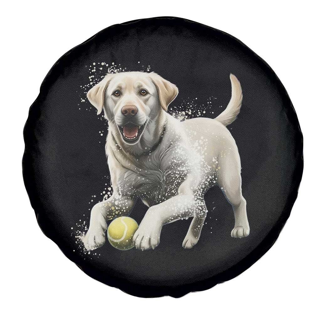 Cute Yellow Labrador Retriever With Tennis Ball Spare Tire Cover - Wonder Print Shop
