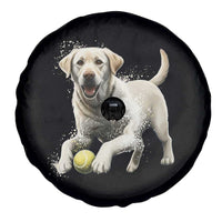 Cute Yellow Labrador Retriever With Tennis Ball Spare Tire Cover - Wonder Print Shop