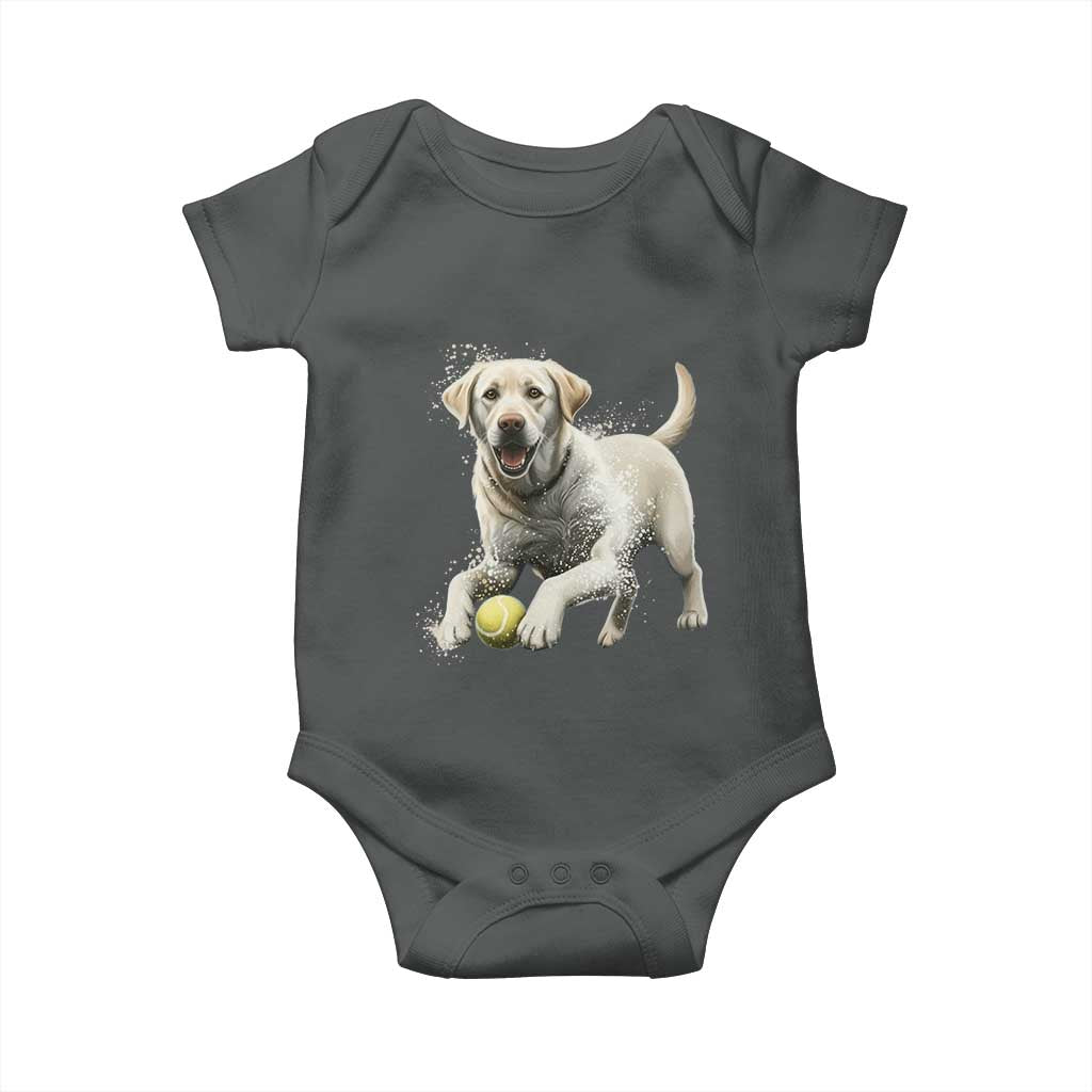 Cute Yellow Labrador Retriever With Tennis Ball Baby Onesie - Wonder Print Shop