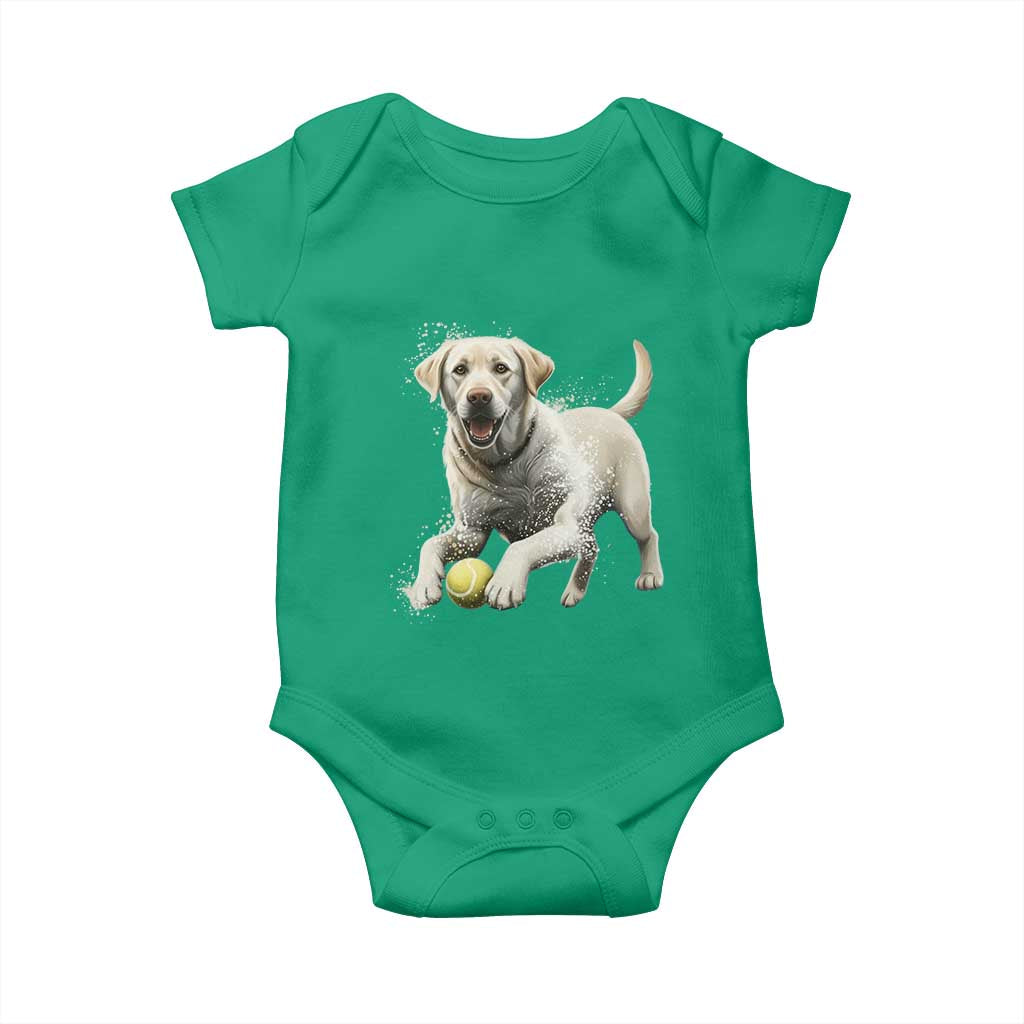 Cute Yellow Labrador Retriever With Tennis Ball Baby Onesie - Wonder Print Shop