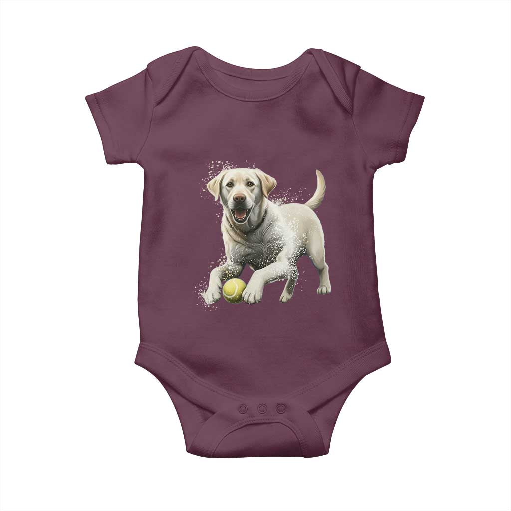 Cute Yellow Labrador Retriever With Tennis Ball Baby Onesie - Wonder Print Shop