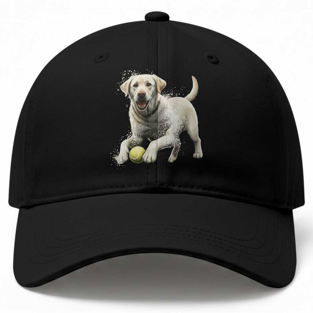Cute Yellow Labrador Retriever With Tennis Ball Baseball Cap