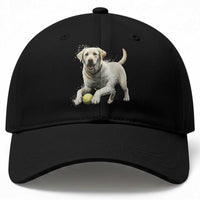 Cute Yellow Labrador Retriever With Tennis Ball Baseball Cap