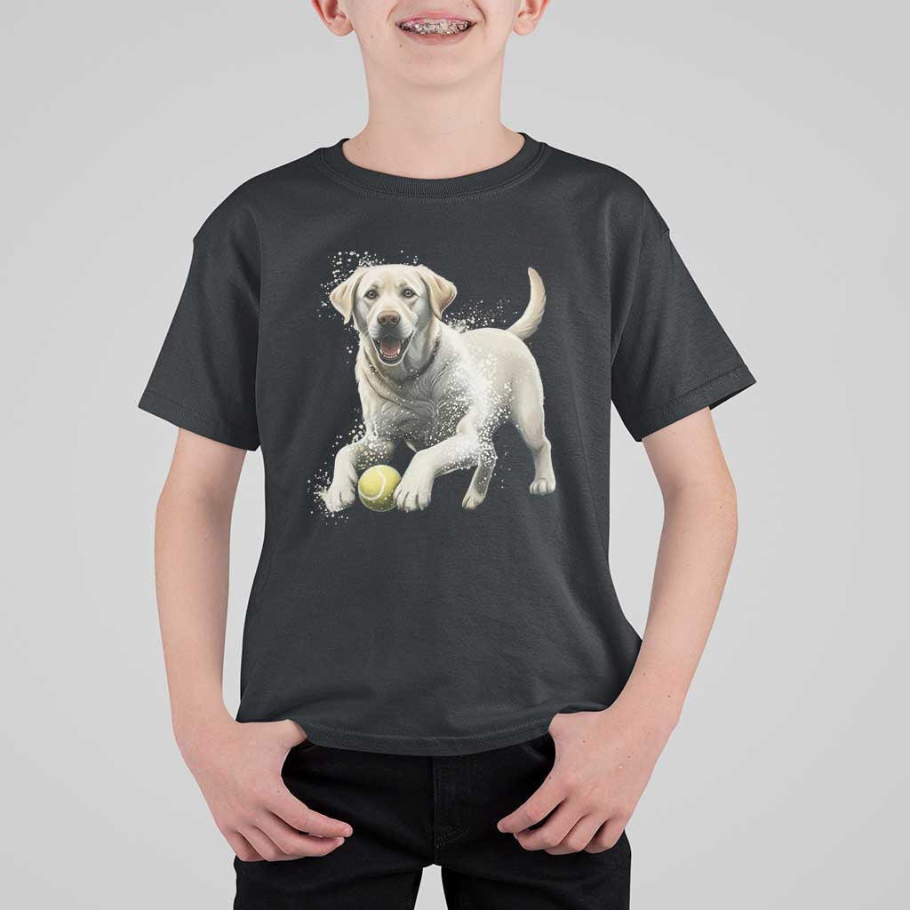 Cute Yellow Labrador Retriever With Tennis Ball T Shirt For Kid - Wonder Print Shop