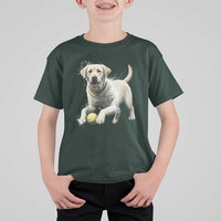 Cute Yellow Labrador Retriever With Tennis Ball T Shirt For Kid - Wonder Print Shop