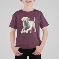 Cute Yellow Labrador Retriever With Tennis Ball T Shirt For Kid - Wonder Print Shop