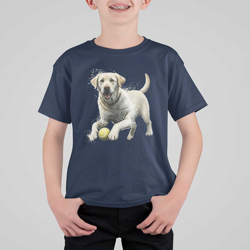 Cute Yellow Labrador Retriever With Tennis Ball T Shirt For Kid - Wonder Print Shop