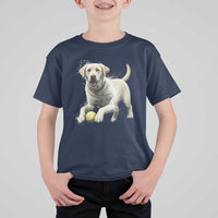 Cute Yellow Labrador Retriever With Tennis Ball T Shirt For Kid - Wonder Print Shop