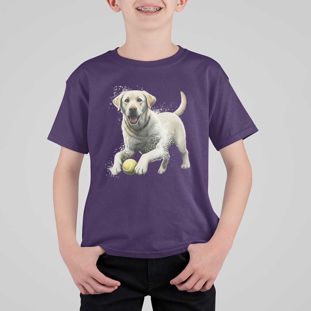 Cute Yellow Labrador Retriever With Tennis Ball T Shirt For Kid - Wonder Print Shop