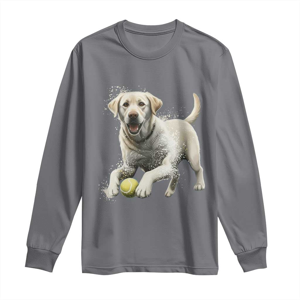 Cute Yellow Labrador Retriever With Tennis Ball Long Sleeve Shirt - Wonder Print Shop
