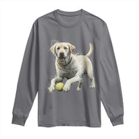 Cute Yellow Labrador Retriever With Tennis Ball Long Sleeve Shirt - Wonder Print Shop