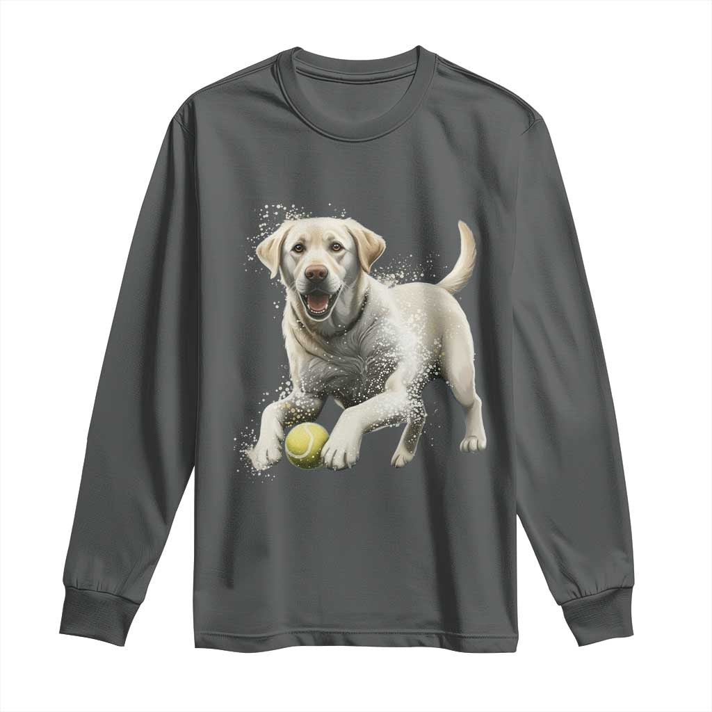 Cute Yellow Labrador Retriever With Tennis Ball Long Sleeve Shirt - Wonder Print Shop