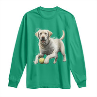 Cute Yellow Labrador Retriever With Tennis Ball Long Sleeve Shirt - Wonder Print Shop