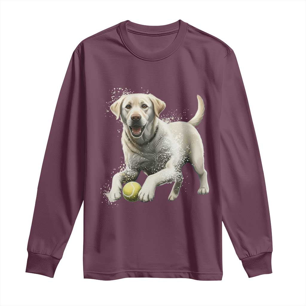 Cute Yellow Labrador Retriever With Tennis Ball Long Sleeve Shirt - Wonder Print Shop