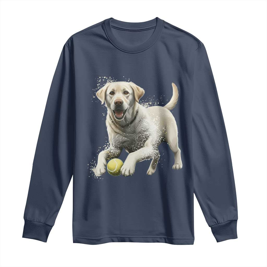 Cute Yellow Labrador Retriever With Tennis Ball Long Sleeve Shirt - Wonder Print Shop