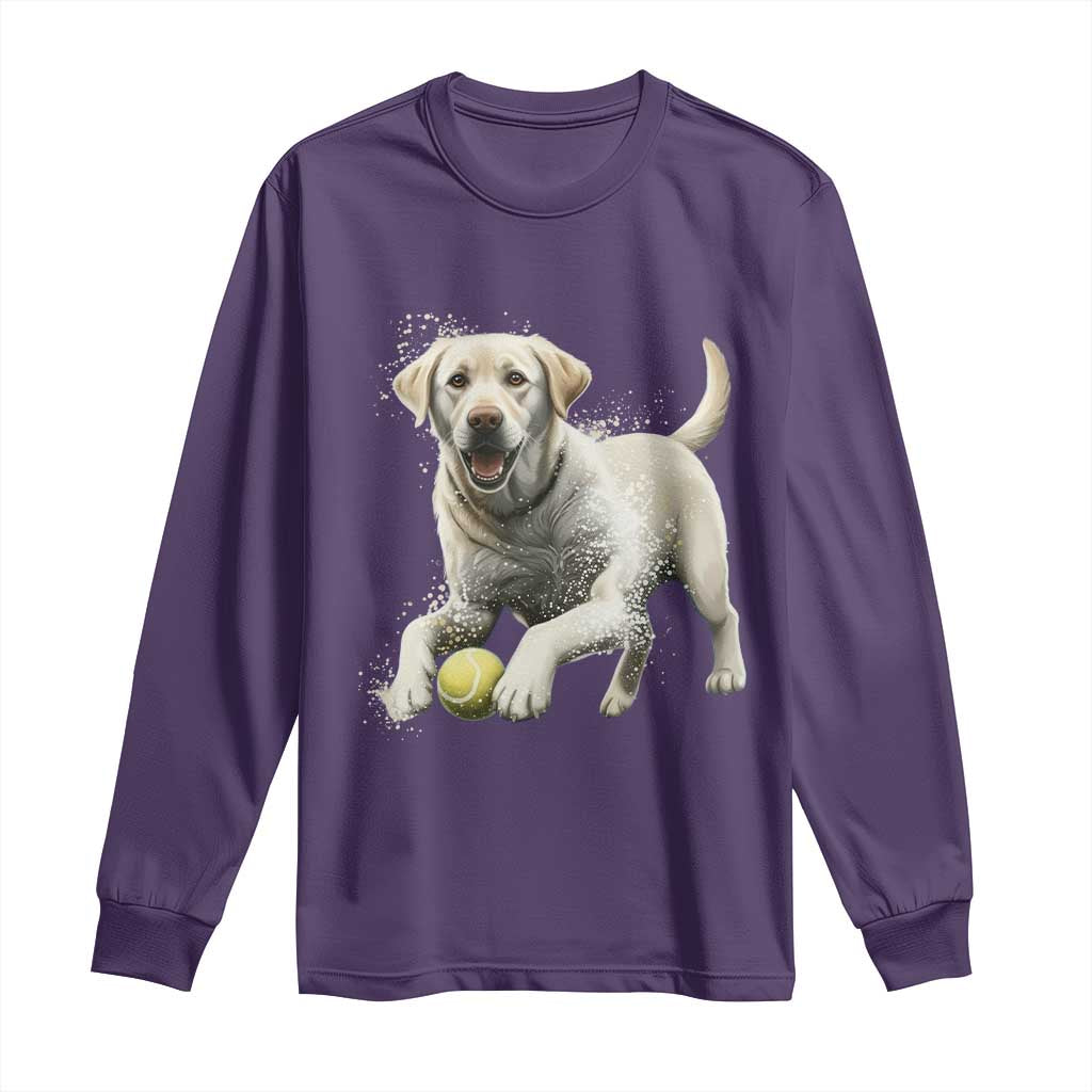 Cute Yellow Labrador Retriever With Tennis Ball Long Sleeve Shirt - Wonder Print Shop