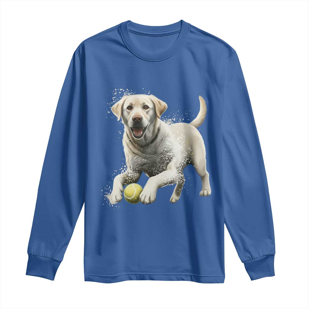 Cute Yellow Labrador Retriever With Tennis Ball Long Sleeve Shirt - Wonder Print Shop