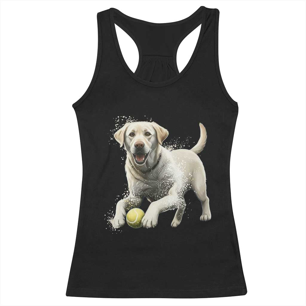 Cute Yellow Labrador Retriever With Tennis Ball Racerback Tank Top - Wonder Print Shop