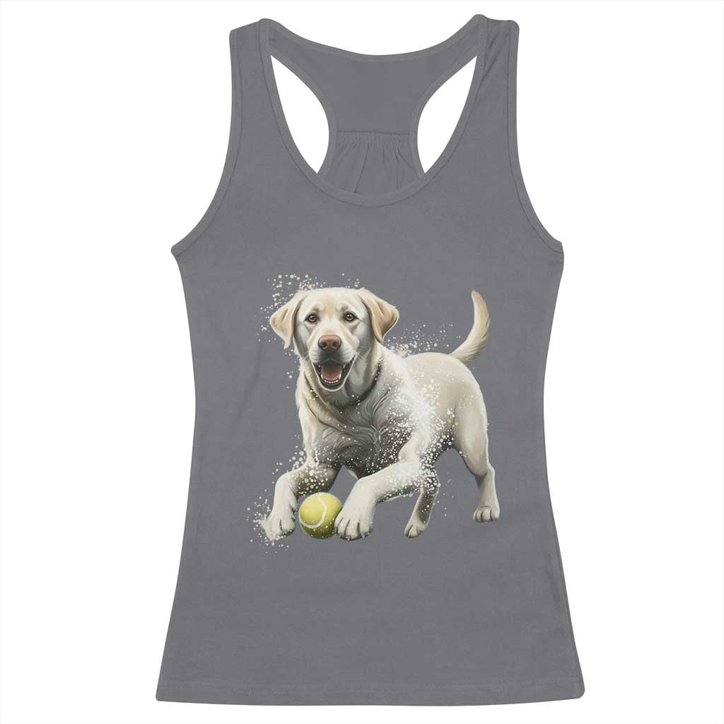 Cute Yellow Labrador Retriever With Tennis Ball Racerback Tank Top - Wonder Print Shop