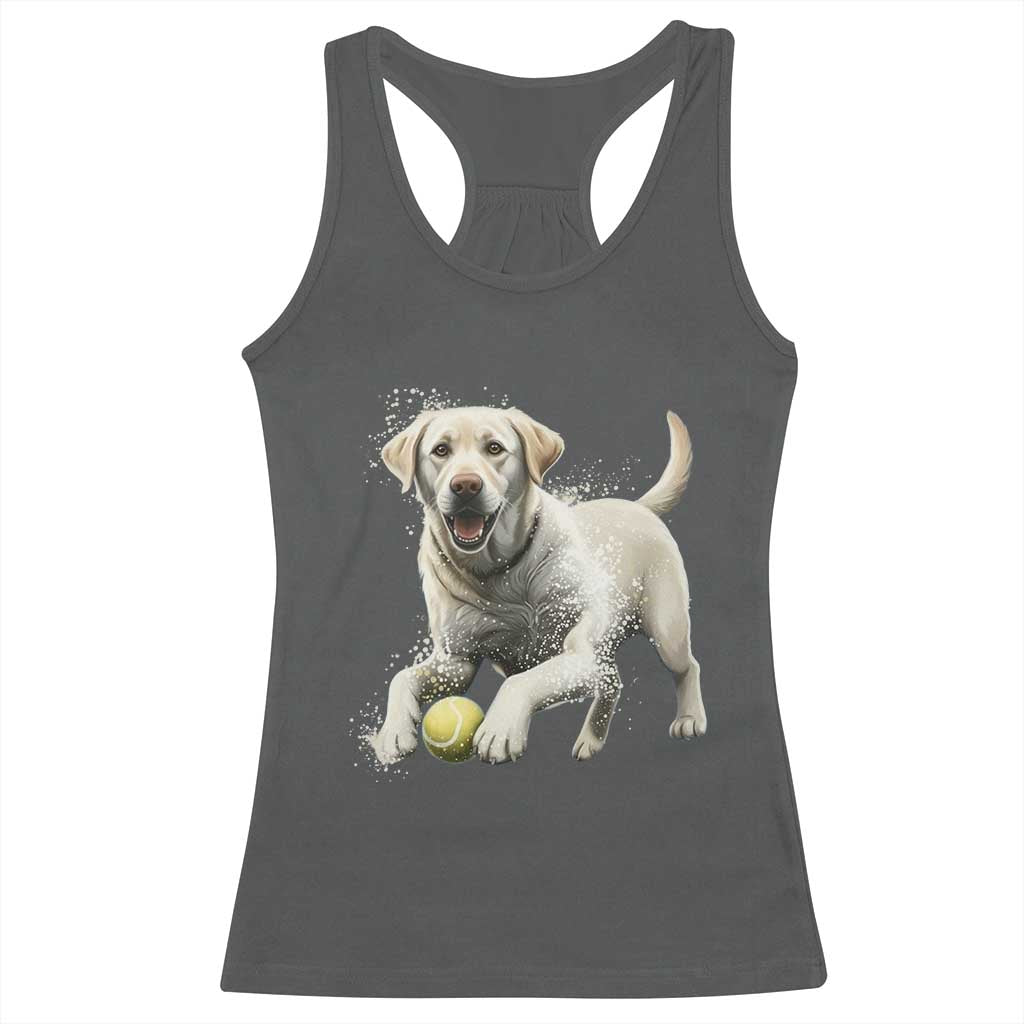 Cute Yellow Labrador Retriever With Tennis Ball Racerback Tank Top - Wonder Print Shop