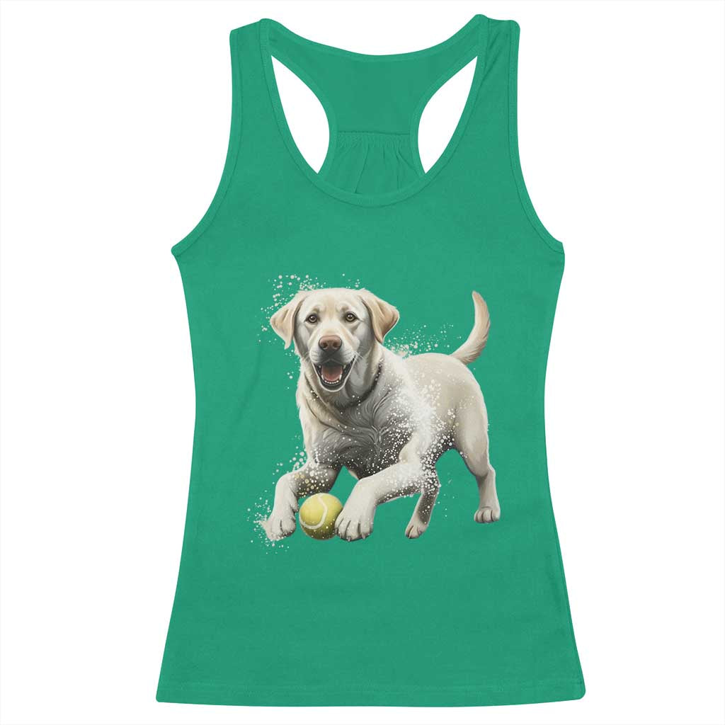 Cute Yellow Labrador Retriever With Tennis Ball Racerback Tank Top - Wonder Print Shop