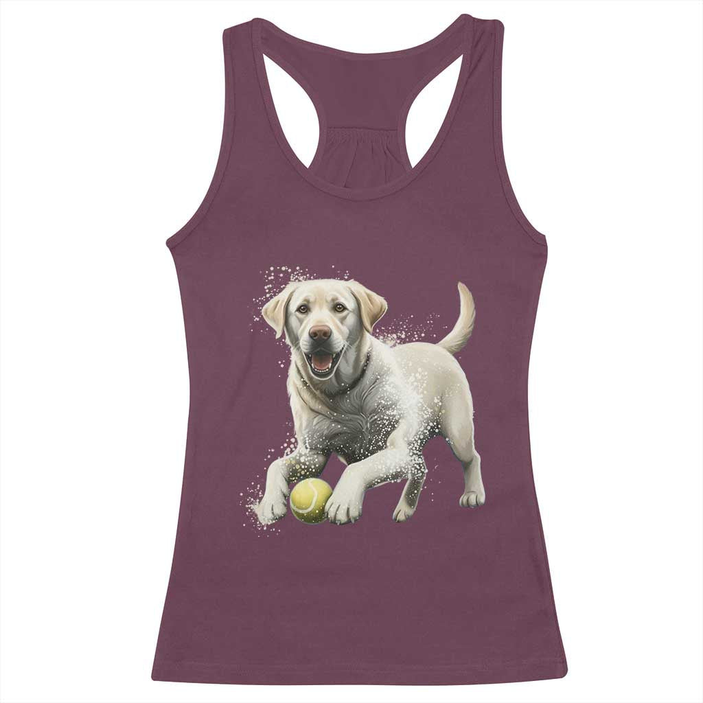 Cute Yellow Labrador Retriever With Tennis Ball Racerback Tank Top - Wonder Print Shop